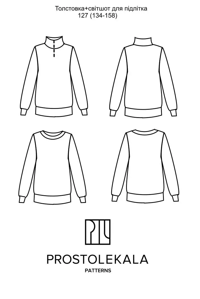 Wykrój 127 bluza-sweatshirt dla nastolatków