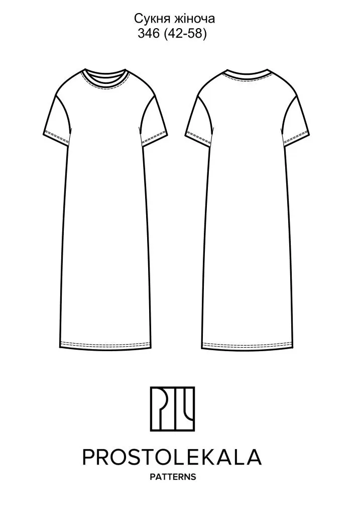 Wykrój 346 sukienka-T-shirt damska