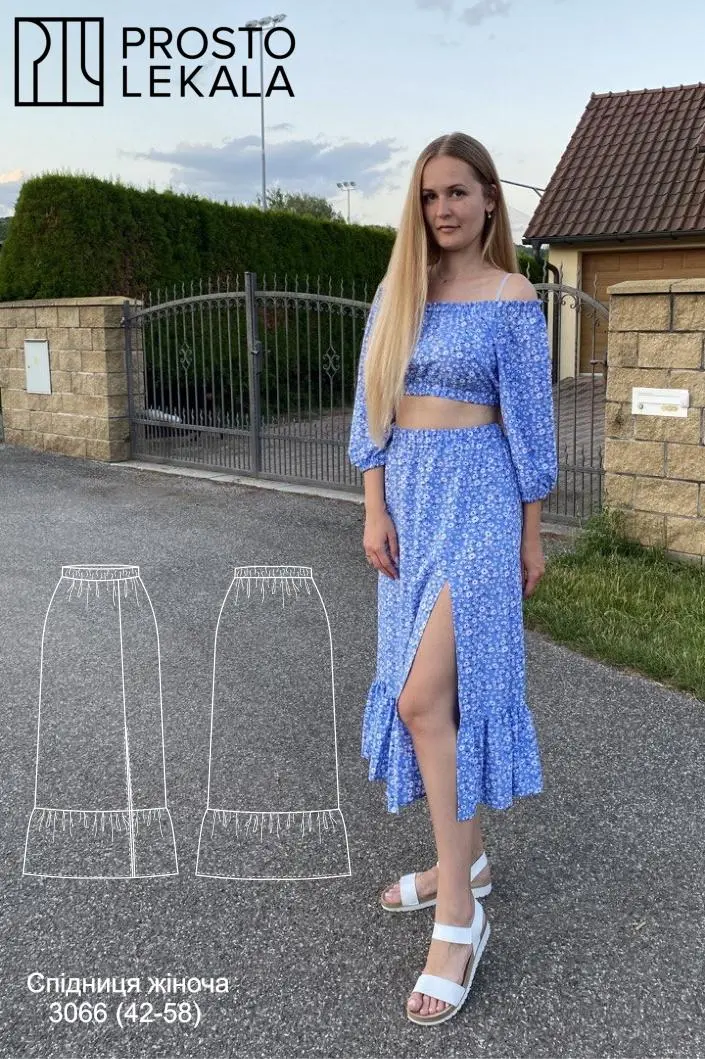 Wykrój 3066 spódnica damska z rozcięciem