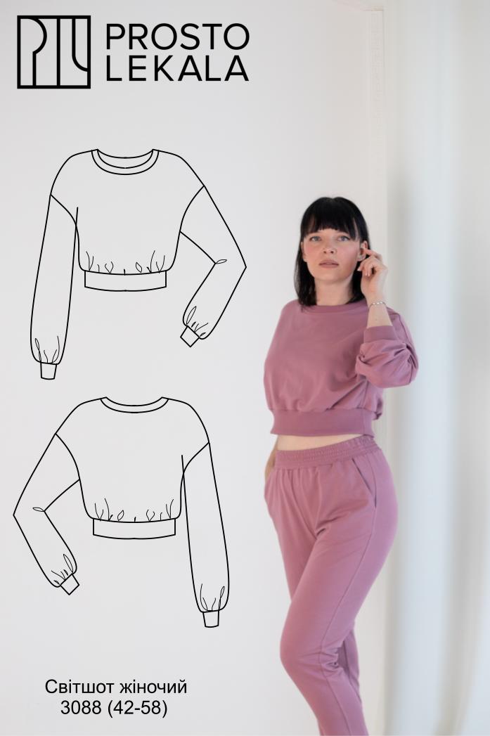 Викрійка 3088 світшот для жінок &mdash; фото та технічний рисунок
